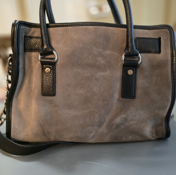 Michael Kors Hamilton medium Suede Colorblock Satchel - Picture 3 of 9